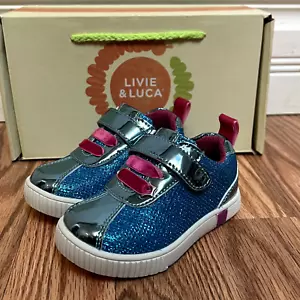 NIB LIVIE & LUCA Shoes Spin Aqua Metallic Toddler Size 4 new in box kids - Picture 1 of 9