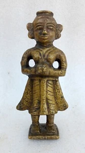 1800'C Antique Old Brass Hand Carved Hindu Goddess Gauri Worship Figure Statue - Picture 1 of 7
