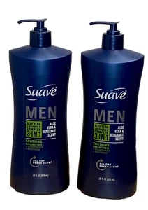 2 PK Suave MEN 3 In 1 Aloe Vera+Bergamot Shampoo Conditioner & Body Wash 28 oz - Picture 1 of 5
