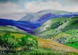 bild gemälde landschaft bunt kunst modern aquarellfarbe neu set deko - Bild 1 von 1
