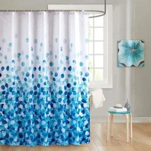 Rideau de Douche Imperméable 180x180 cm avec 12 Crochets Anti-Moisissure Bleu - Imagen 1 de 4