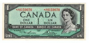Bank Canada 1954 $1 One Dollar Replacement Note Lawson-Bouey *X/F Asterisk UNC - Picture 1 of 2