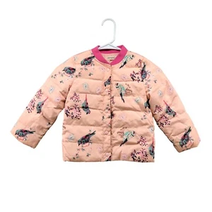 Demengsite Chinese Brand Girls 5T 110/56 Pink Down Jacket Bird Print Puffer - Picture 1 of 12