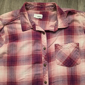 Sonoma Flannel Shirt Womens XL Pink Ombre Plaid Western Soft Grunge Boho Cottage - Picture 1 of 10