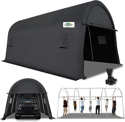 HOTEEL Carport Car Canopy 12x20FT Heavy Duty Outdoor Car Shelter w/ Sidewalls Black#