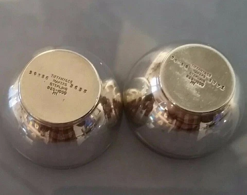 1924 !  Art deco ! Solid silver Tiffany & Co ! pair of miniature silver dishes Cover