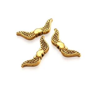 50x Nickel Free Antique Golden Tibetan Style Alloy Wing With Heart Beads Spacer - Picture 1 of 7