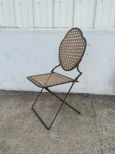 Antique 19th C. French Wrought Iron Cane Folding Patio Campaign Chair - Picture 1 of 14