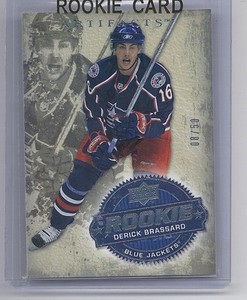08-09 2008-09 ARTIFACTS DERICK BRASSARD ROOKIE BLUE PARALLEL /50 201 JACKETS