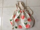 White and pink floral bag. Pink and white floral handbag. Summer drawstring bag