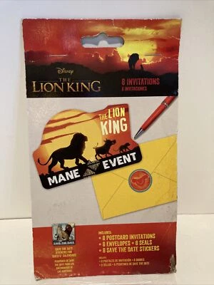 El Rey León Disney Película Animales Niños Fiesta de Cumpleaños Invitaciones con Sobres Foto 1 de 2