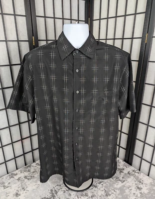 George Men's Sueded Plaid Button-Up Short Sleeve Shirt Black M 38-40" EUC - Image 1 of 4