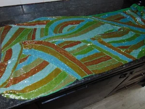 PUCCI LONG WONDERFUL EVENING SEQUINED SILK SCARF FROM ITALY 18 BY 76 VINTAGE - Picture 1 of 24