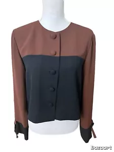 DW3 For David Warren Damen Langarmshirt mit Knopfleiste und Bändern Größe 6 - Bild 1 von 4