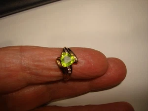 VINTAGE COCKTAIL PERIDOT DIAMANT LGL 10K MASSIV GELBGOLD RING GRÖSSE 7 - Bild 1 von 9