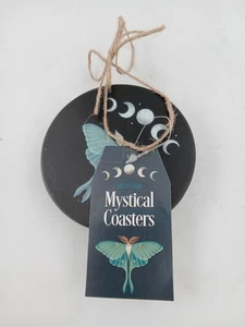 Spirit Of Equinox Mystische Untersetzer 4er Set Rund Mond Motte Biene Design - Bild 1 von 6