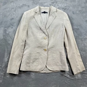 Blazer Brooks Brothers 346 para mujer tostado 100 % lino lino talla 2 - Imagen 1 de 10