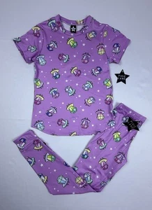 Pixie Lane Girls Pajama Set Size 8 Purple Lantern Print Short Sleeve & Pants New - Picture 1 of 12