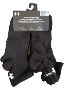 6 Pairs Under Armour UA Performance Tech QUARTER Mens BLACK Socks LARGE - Picture 1 of 1
