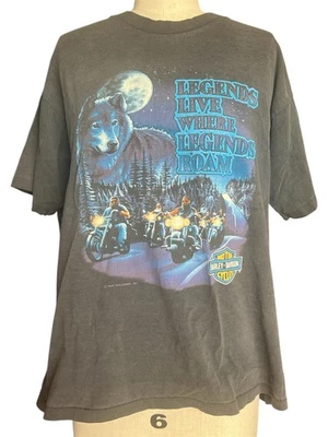 Vintage Harley Legends Live Where Legends Roam Wolf Holoubek Large CLEAN - Image 1 of 4