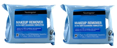 Toallitas limpiadoras ultra suaves Neutrogena desmaquillantes 25 unidades - Paquete de 2 Foto 1 de 3