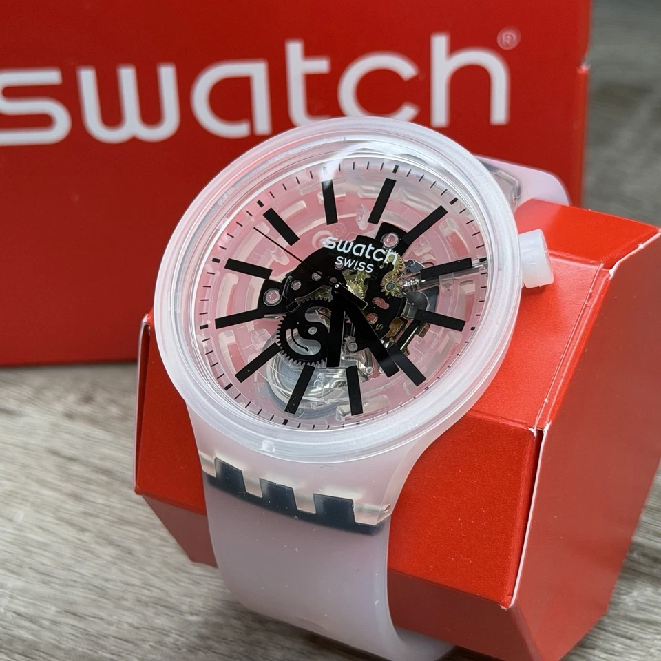 Swatch Big Bold Blackinjelly Watch SO27E101 Analogue Silicone Transparent