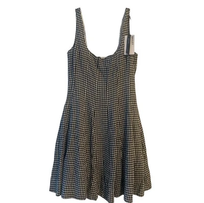 Vestido Bailey 44 blanco y negro guinga lino curvado sin mangas para mujer talla 8” Foto 1 de 4