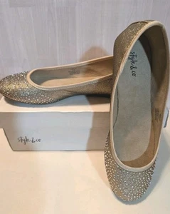 Style & Co Flats Women Size 7.5 Angelyn Gold Flat Ballet Slip On Shoes - Picture 1 of 10