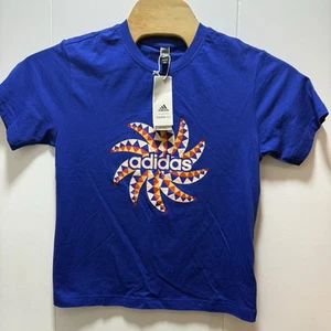 adidas x FARM Rio Women Bold Blue Graphic Tee Size Small NEW WITH TAGS - Picture 1 of 6