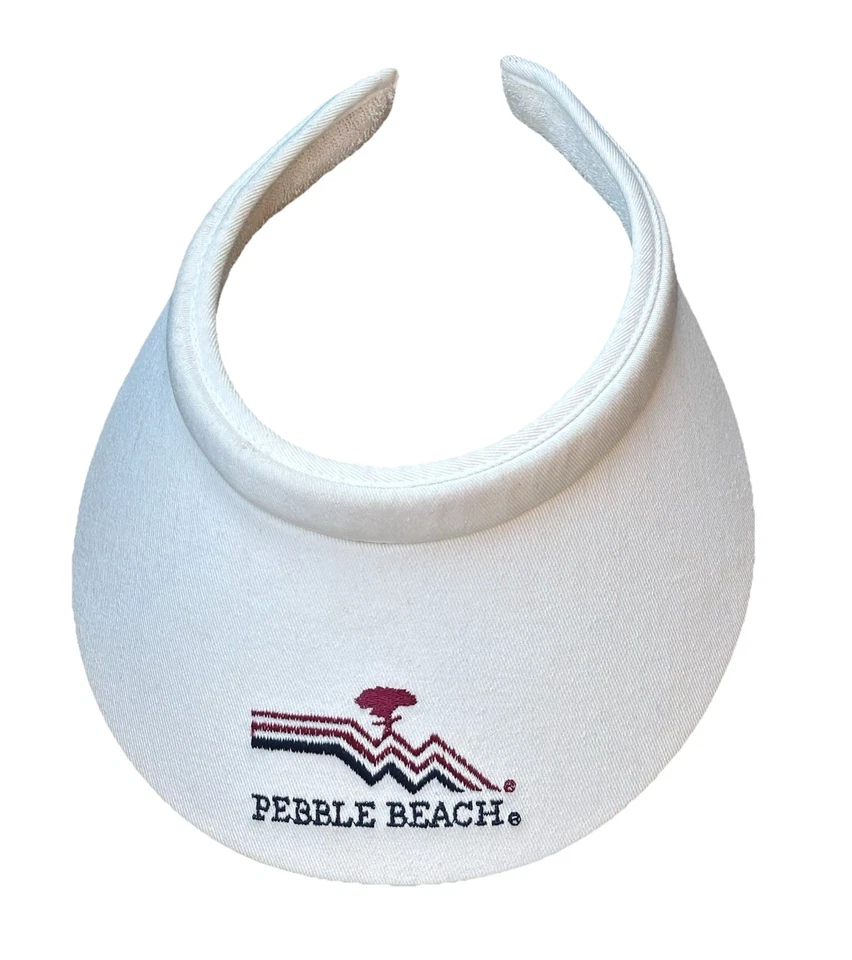 Visera envolvente blanca con logotipo de golf Pebble Beach de colección de los años 80 Foto 1 de 3
