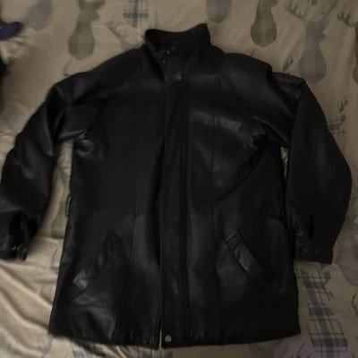 CHAQUETA DE CUERO NEGRA VINTAGE ENYCE PARA HOMBRE TALLA 3XL 5 bolsillos rara excelente estado. Foto 1 de 2