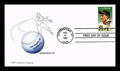 US COVER LOU GEHRIG BASEBALL 150 YEARS COOPERSTOWN NEW YORK FIRST DAY ISSUE - Image 1 of 2