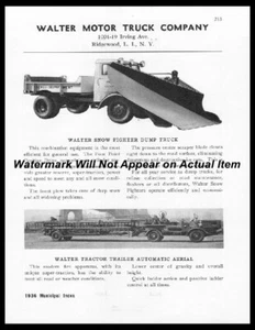 1936 Walter Truck Tiller Aerial Fire Truck Ad Photograph Print 8.5x11" - Picture 1 of 1
