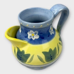 Nanette Vacher Krug Karaffe Les Fleurs handbemalt blau und gelb - Bild 1 von 8