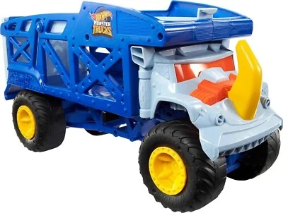 Hot Wheels Monster Trucks Toy Hauler, Oversized Truck Monster Mover Rhino Rig - Image 1 of 4