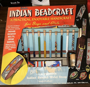Vintage 1960 WALCO INDIAN BEADCRAFT KIT Loom, Beads, Instructions, Box, Started