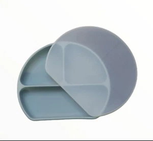 BLUE Silicone Plate for Toddlers With Lid and 3 Divisions NEW. BLUE - Picture 1 of 7