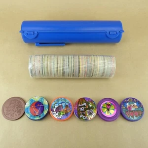 125 Pogs + 6 Slammers + Pog Case 1990s Retro Nostalgia! Pog Game Ready To Play - Picture 1 of 4