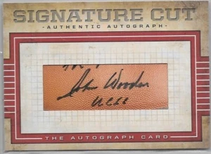 JOHN WOODEN 2009 THE AUTOGRAPH CARD CERTIFIED AUTOGRAPH ON BASKETBALL SWATCH#1/1 - Picture 1 of 2