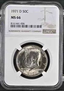 Moneda de medio dólar Kennedy 1971-D 50 centavos NGC MS66 SIN CIRCULAR DETALLADA #C - Imagen 1 de 2