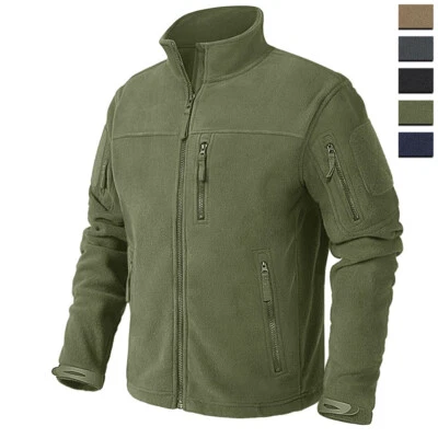 Men's Fleece Lined Jacket Atheletic Outdoor Hiking Warm Training Work Coat - Image 1 of 4