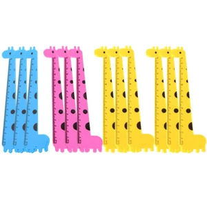 12Pcs Decorative Giraffe Ruler Measuring Ruler School Students Study Kids - Picture 1 of 12