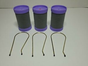 3 Replacement Conair More Big Curls Jumbo Hot Rollers PURPLE & GRAY w/ Clips