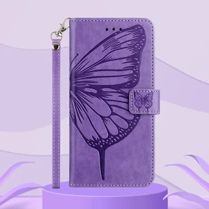 Emboss Butterfly Card Leather Wallet Bag Flip Stand Case Cover For Various Phone - Picture 1 of 10
