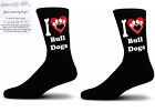 Black I love Bull Dogs With a Paw Print Design Socks