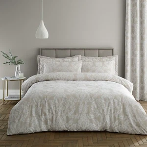 Catherine Lansfield Damask Jacquard Duvet Cover Quilt Bedding Linen Set Double - Picture 1 of 5
