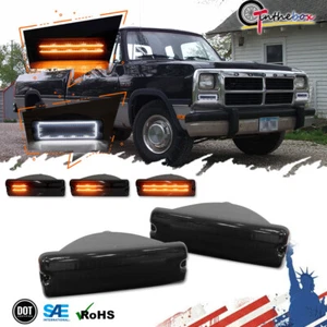 For 91-93 Dodge D150 D250 W150 W250 Smoke Switchback LED DRL Corner Signal Light - Picture 1 of 11