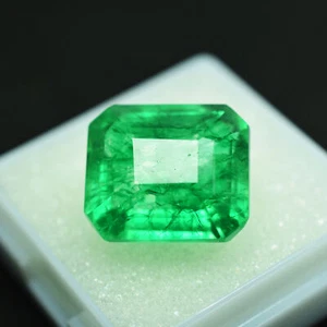 Certified Natural Colombian Green Emerald 11.80 Ct Emerald Cut Loose Gemstone - Picture 1 of 4