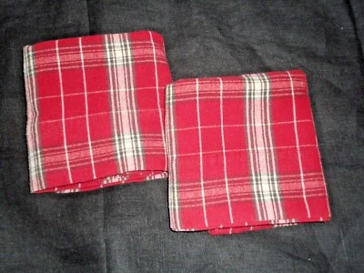 DILLARD'S NOBILITY RED & GREEN MADRAS PLAID FLANNEL (2) STANDARD PILLOWCASES  - Image 1 of 4