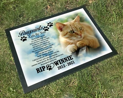 Pet Cat memorial stone, Personalised headstone, Granite grave marker. - Image 1 of 4